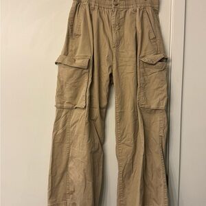 Old Navy Wide Leg Baggy Pull on Khaki Cargo Pants